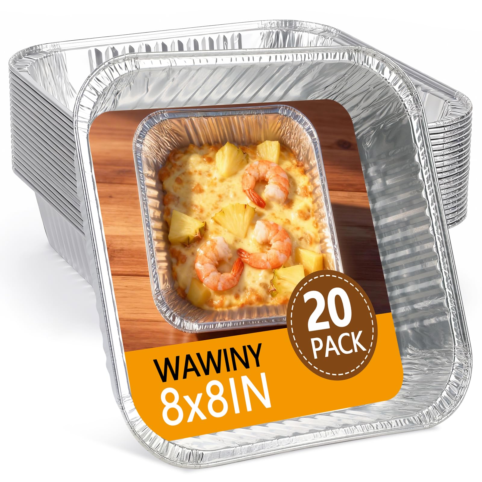 8x8 Aluminum Foil Pans, 20 Pack Foil Pans Disposable