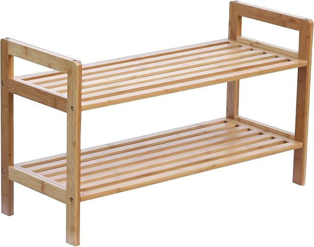 Étagère à chaussures empilable en bambou Oceanstar 2 niveaux, Brun, SR1309