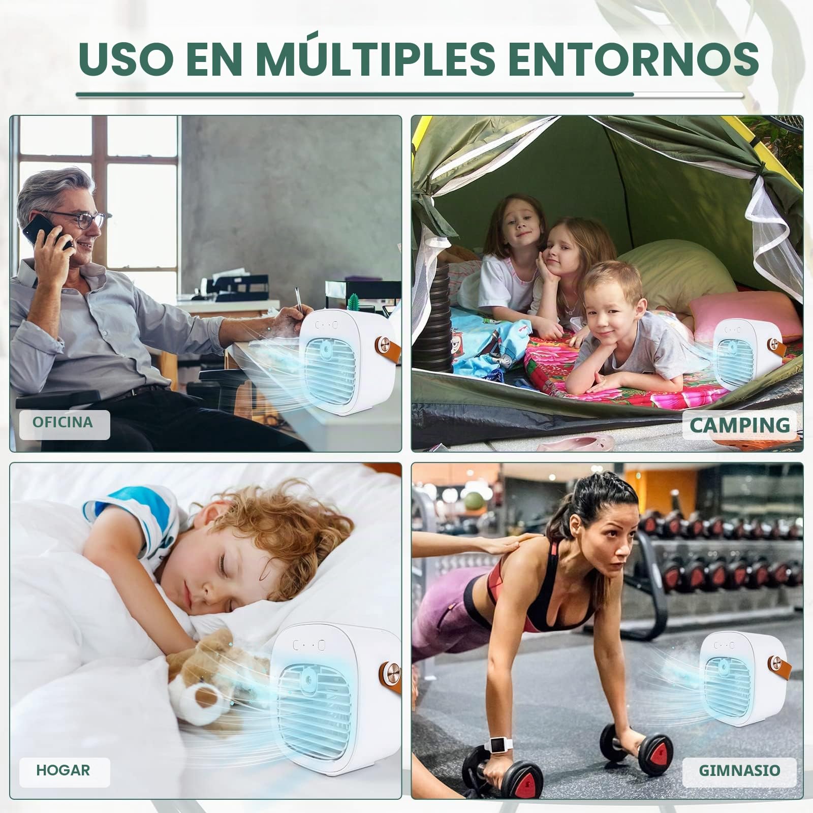 Enfriador de Aire Portátil, Mini Aire Acondicionado Móvil, Climatizadores Evaporativos con Función de Humidificación, 3 Velocidades, Ventilador De Sobremesa para Dormitorio Oficina, Blanco