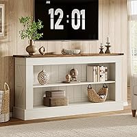 Tribesigns 63" Farmhouse TV Stand for 70 Inch TV, White Modern Entertainment Center with Storage Shelves for Living Room Bedroom