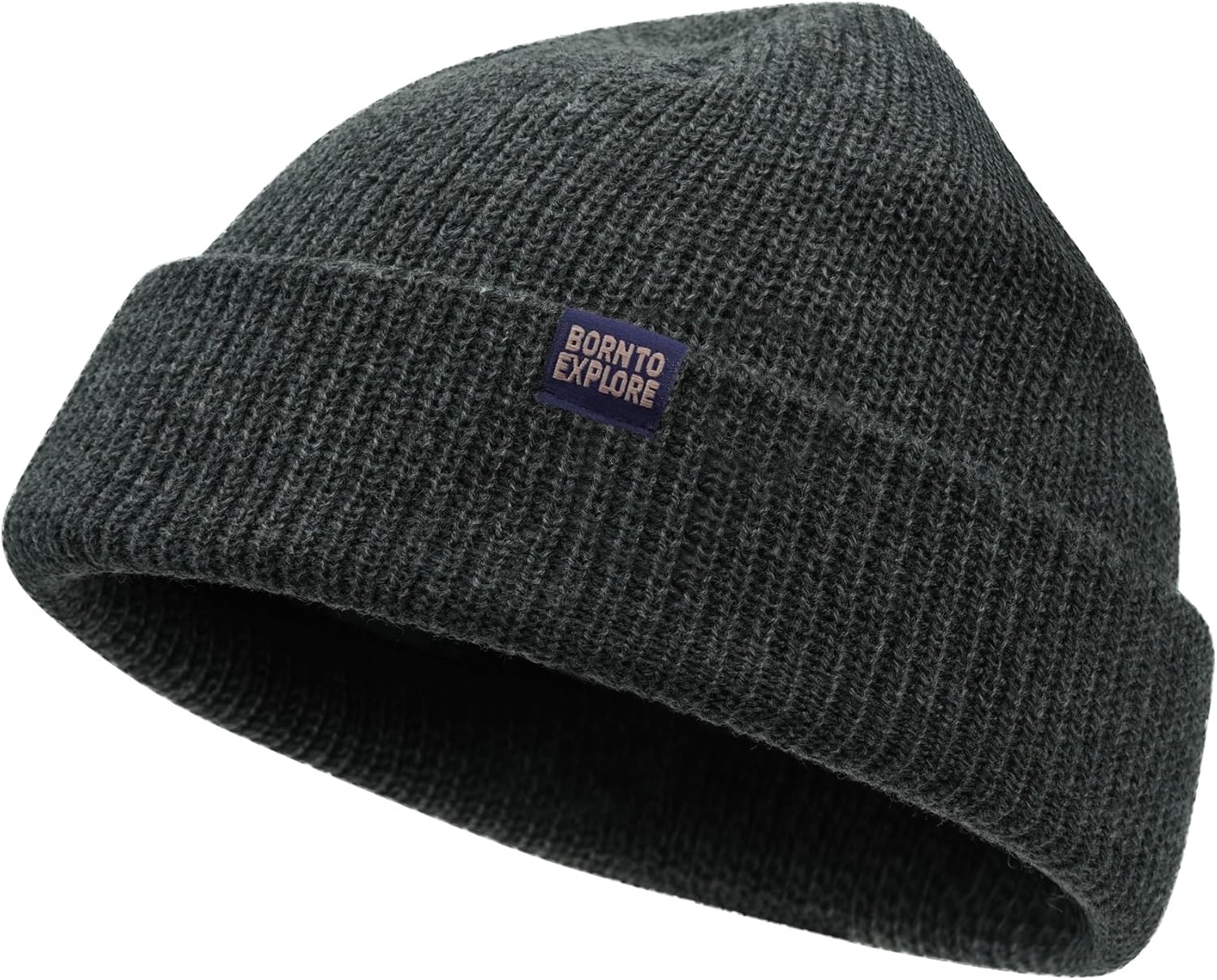 Clakllie Solid Color Knitted Beanie Daily Short Beanies for Men Womens Winter Toboggans Skullcap Ribbed Cuffed Stocking Hat - Image 2