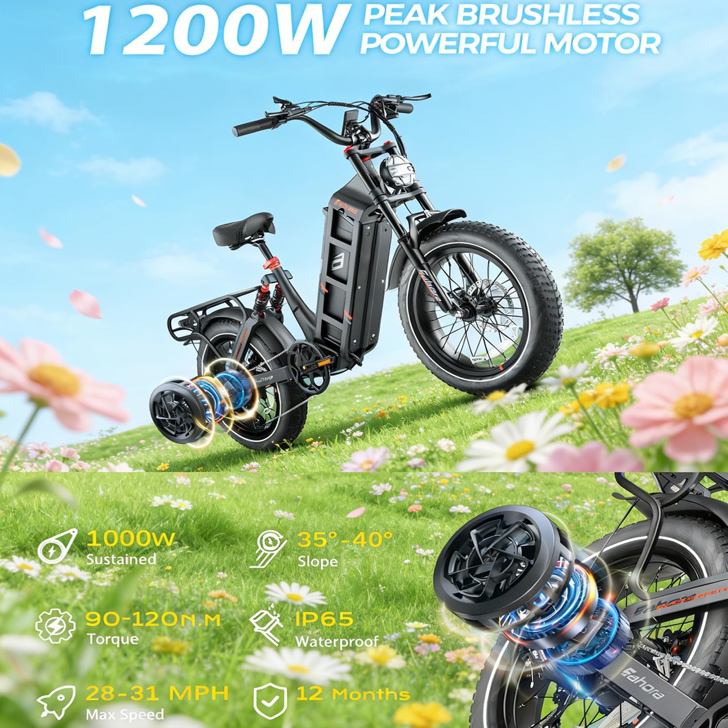 eAhora 2026 Latest Juliet Pro 2 5400W Dual Motor Electric Bike for Adults 43MPH 60V 70Ah 220+Miles Long Range Electric Bicycle 20" Fat Tire Full Suspension Mountain E-Bike All Terrain APP Control