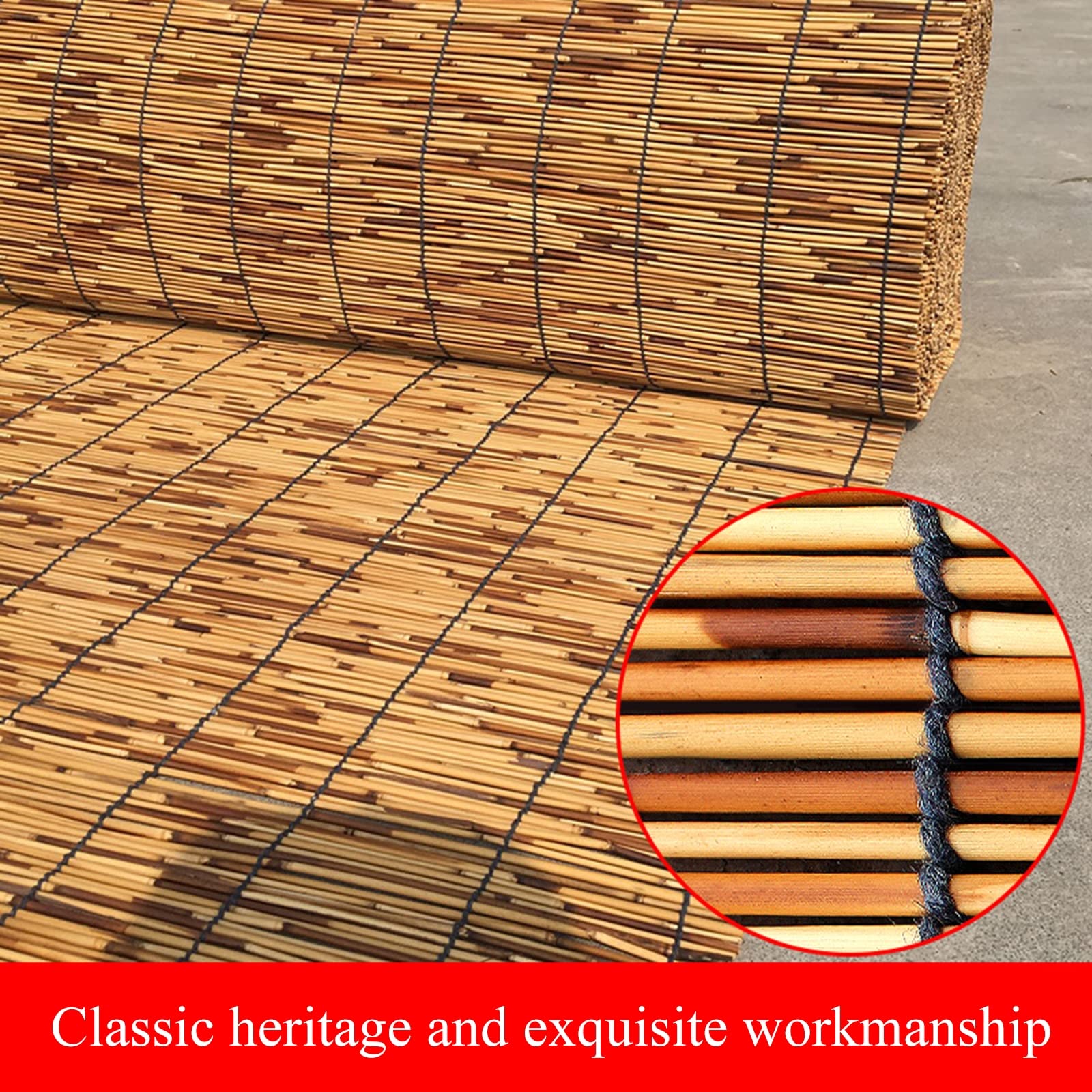 Tapparella Avvolgibile bambù,Tenda di Canna,Tapparelle in Reed,Frangisole termoisolanti,Tenda Rullo retrò,Anti-UV/Impermeabile,per Esterno/Interno,Personalizzabile,W115xH230cm/45x91in