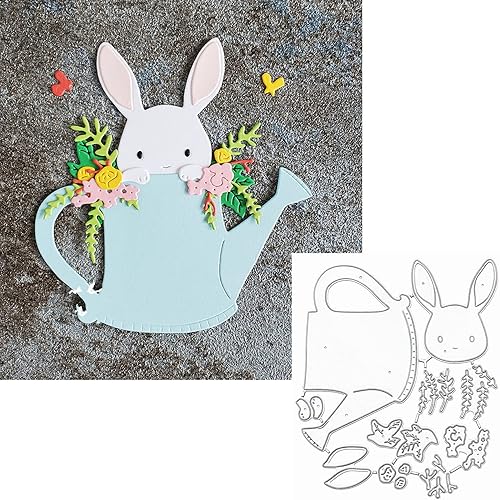 Troqueles de metal de conejo de Pascua, hojas de conejito de animales, conejo en un marco de hervidor, plantillas de corte, manualidades, tarjetas, disponible en Yaxa Costa Rica