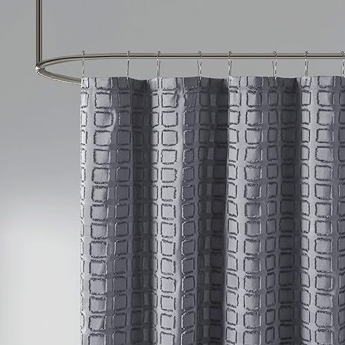 Miniatura 8 de Madison Park Metro - Ducha de baño, diseño texturizado con recortes, cortinas modernas de tela de baño de privacidad de mediados de siglo, 72 x 72