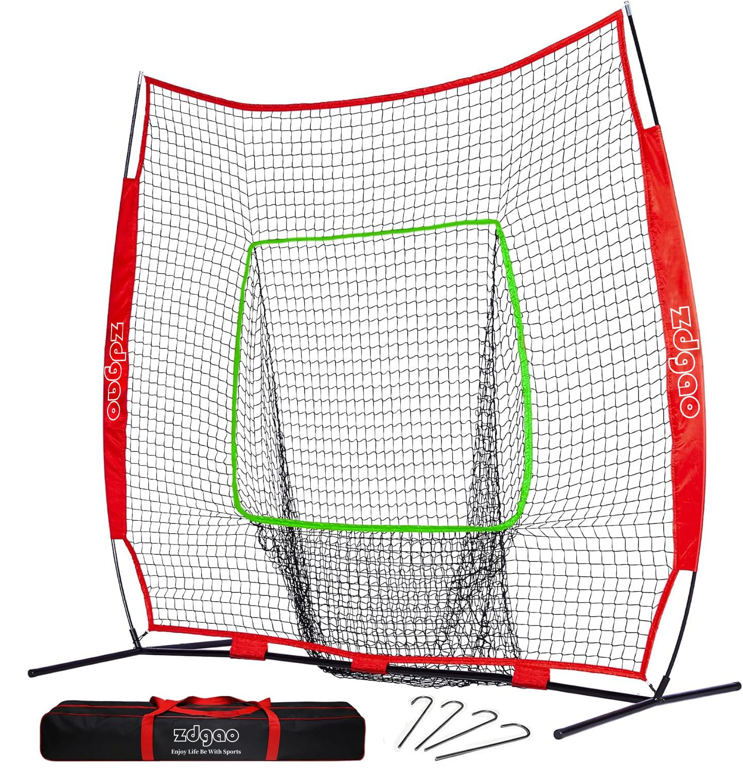 7×7ft Baseball Softball Practice Net- Portable Baseball Net for Batting, Hitting, Pitching Come with Carry Bag, Training for Players of Any Skill Level - Easy Setup