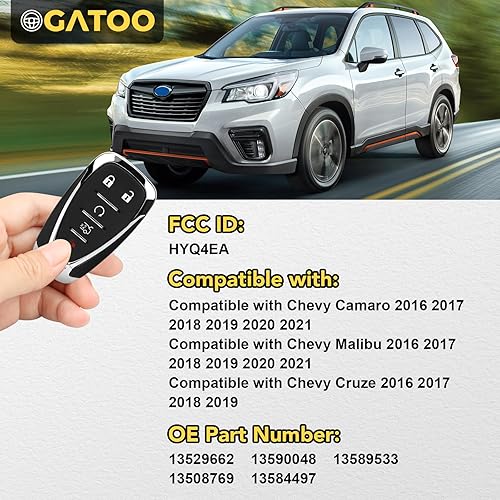 Miniatura 3 de Llavero de repuesto para Chevrolet Camaro Cruze Malibu 2016 2017 2018 2019 2020 2021 Control remoto inteligente sin llave, reemplaza a HYQ4EA