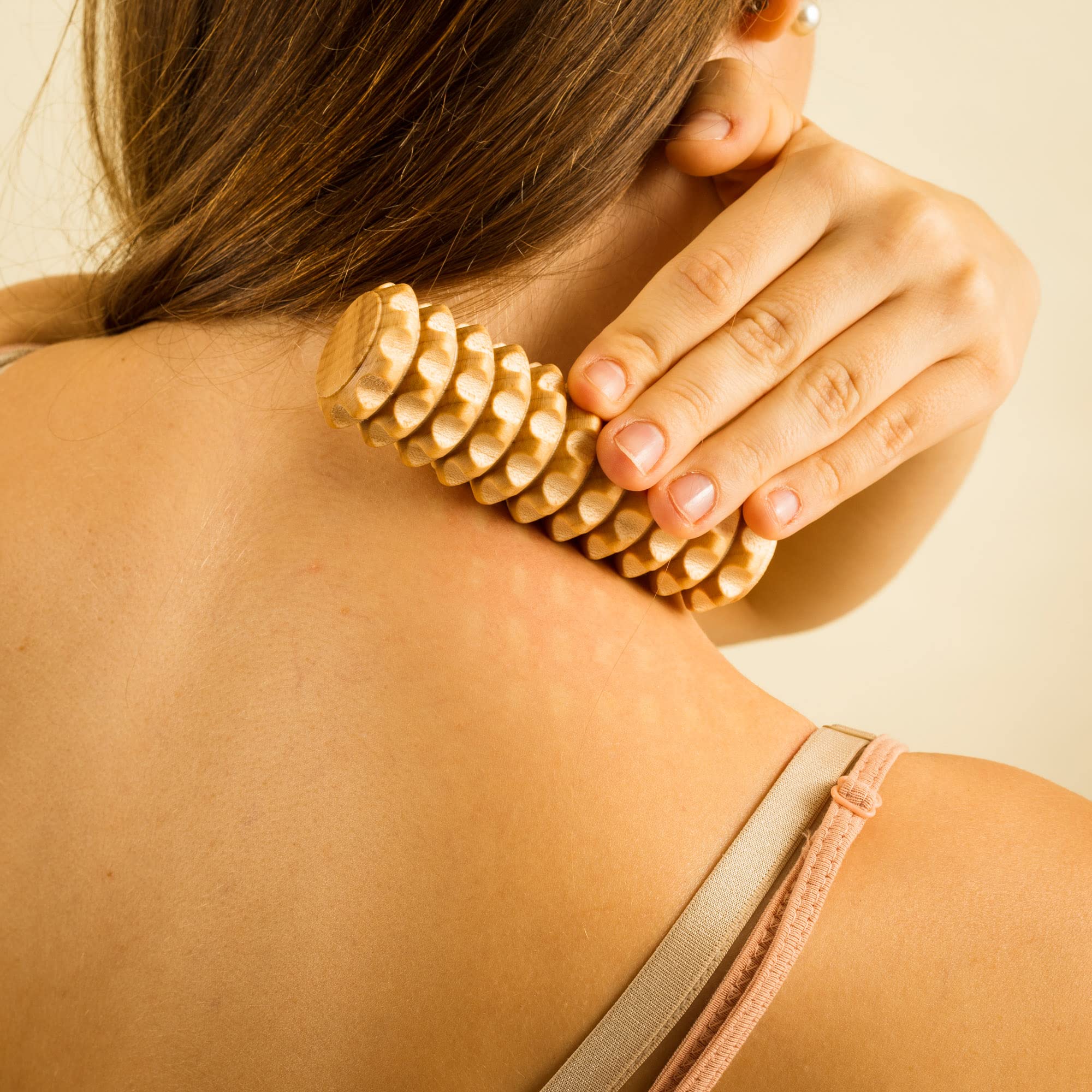 Tuuli Rouleau de massage en bois pour le corps et le visage, aide à soulager les tensions musculaires et à soutenir la santé de la peau, outils de massage naturel du visage, lot de 2 (2 pièces A)