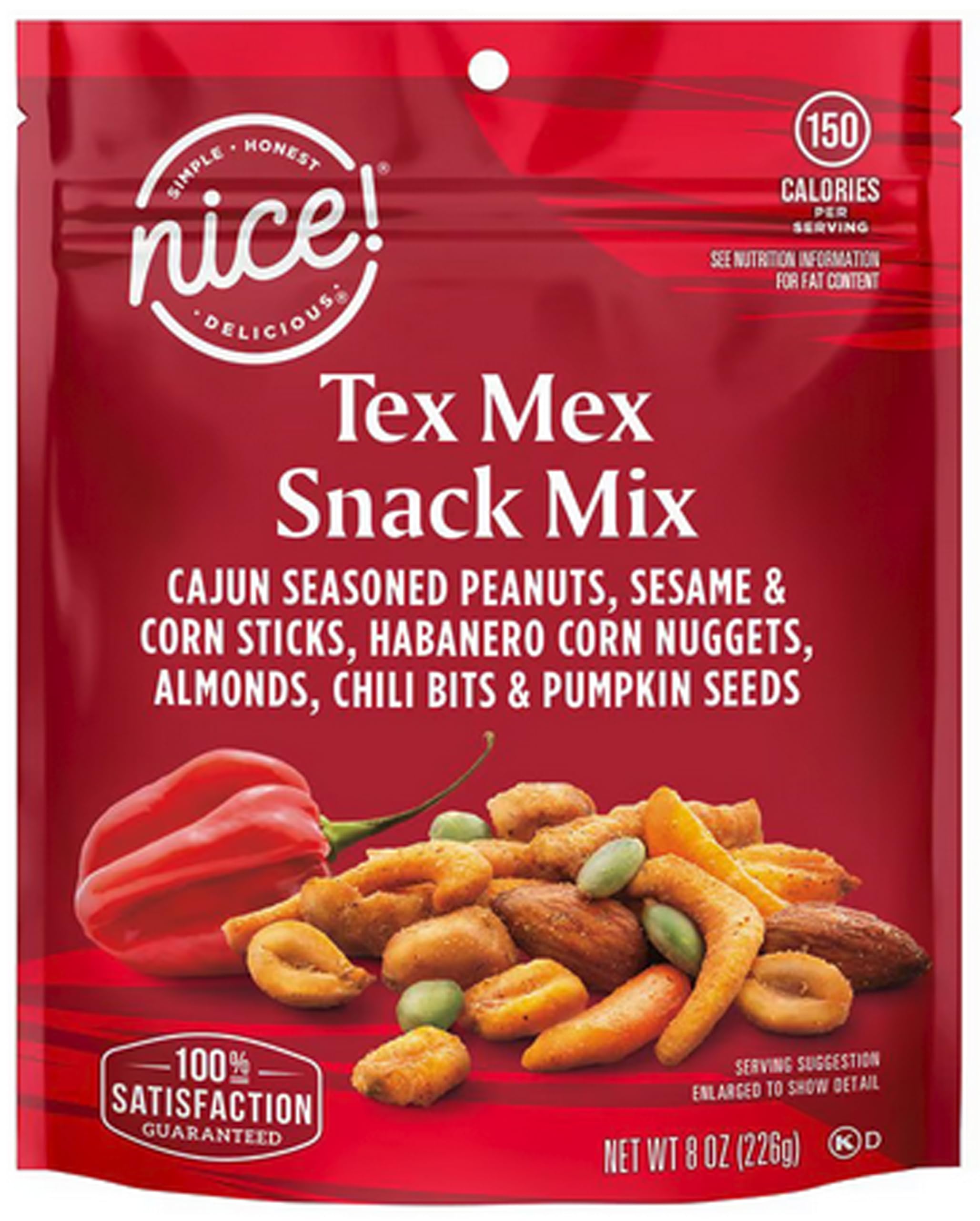 Generic Tex Mex Snack Trail Mix, 8 oz Resealable Zip Bag (SimplyComplete Bundle) Nice: Cajun Peanuts, Sesame & Corn Sticks, Habanero Corn Nuggets, Almonds, Chili Bits, Pumpkin Seeds