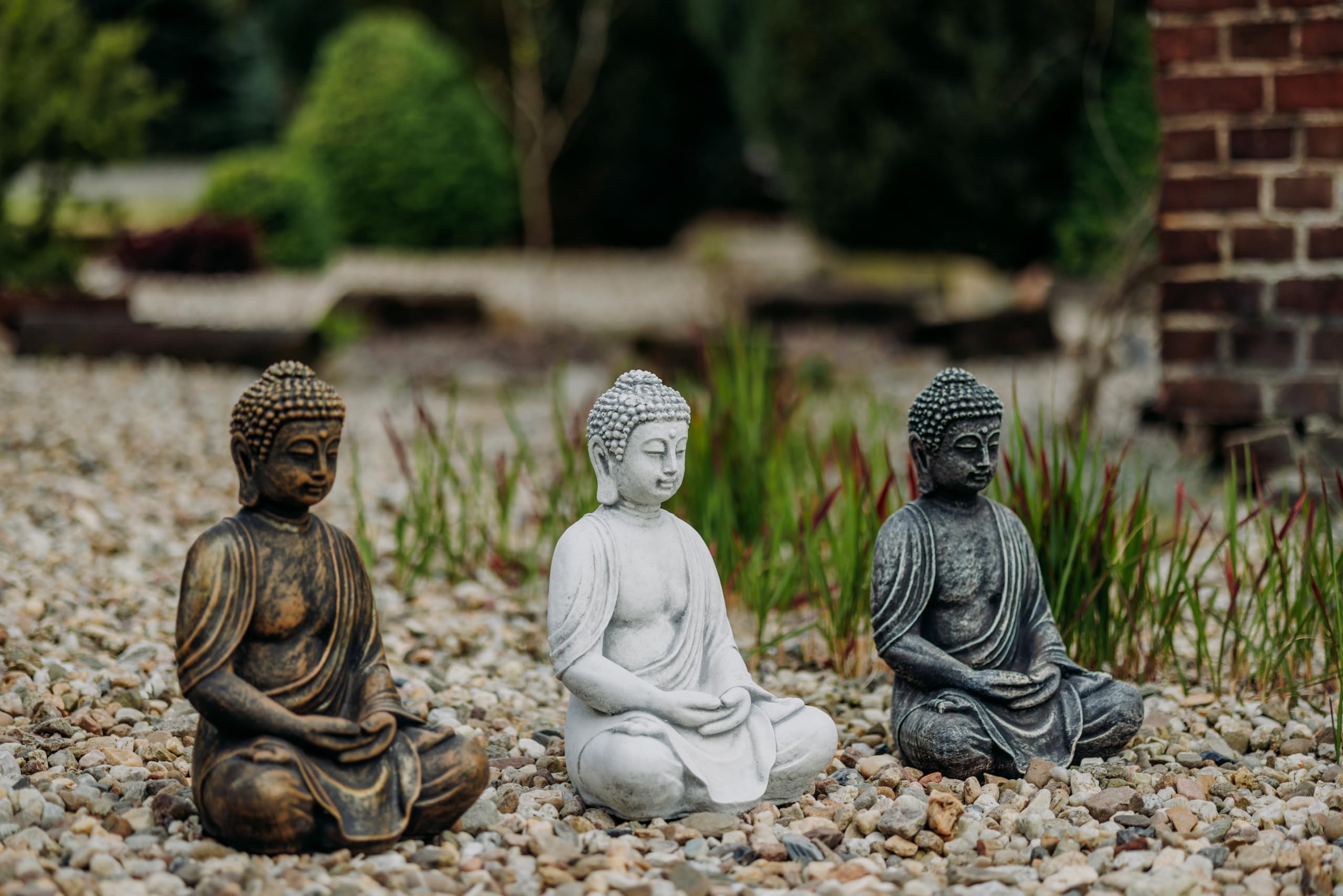 gartendekoparadies.de Figure de Pierre Massive Bouddha en Pierre reconstituée, résistant au Gel (Multicolore)