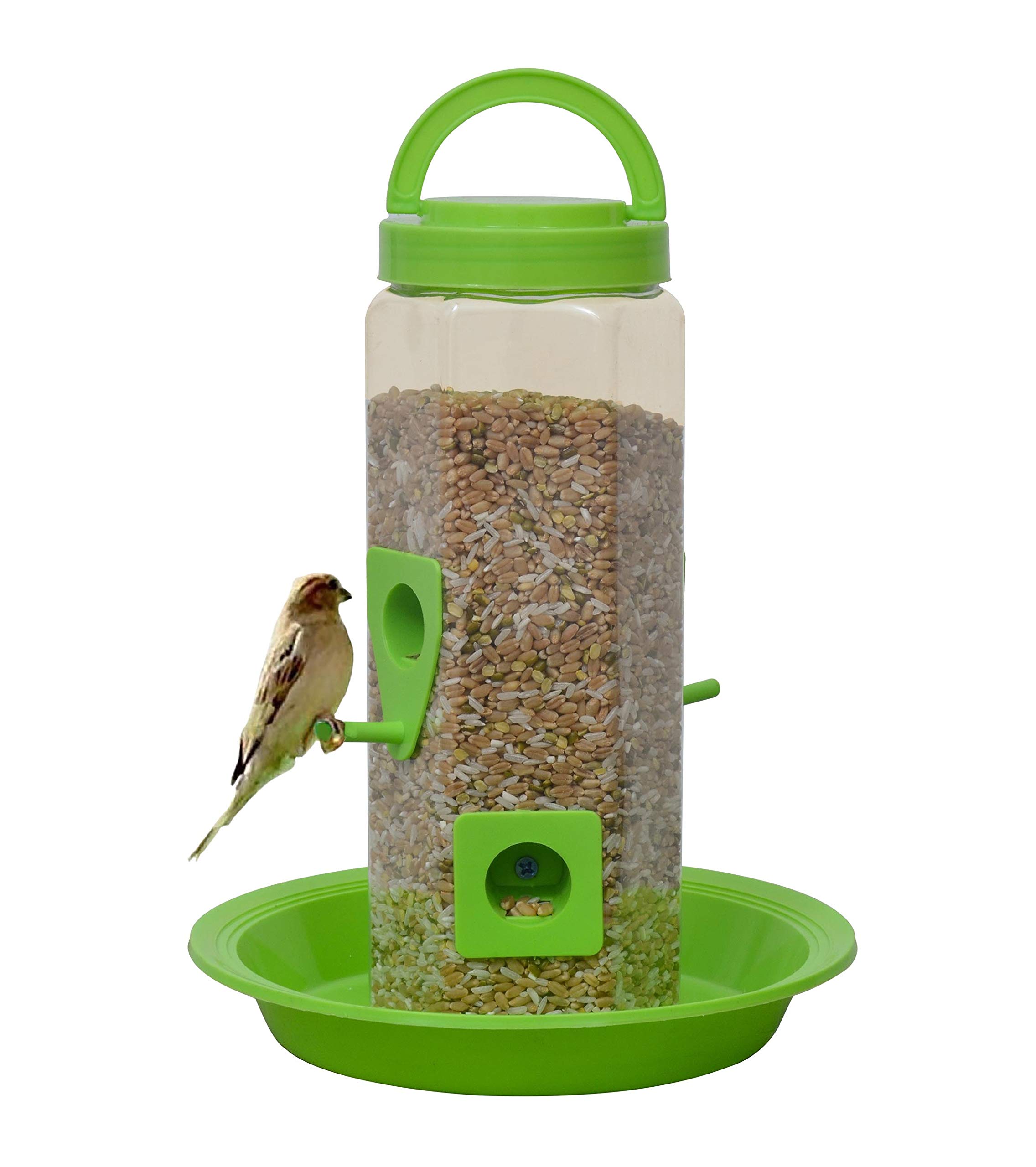 Deskart Window Bird Feeder Tower Hanging for Balcony Bird Seed Container or Bird Food Feeder Stand for Sparrow, Hummingbird, Dove etc. (Transparent Body, Green Color) (B08TMJ44JD) Amazon Price History, Amazon Price Tracker