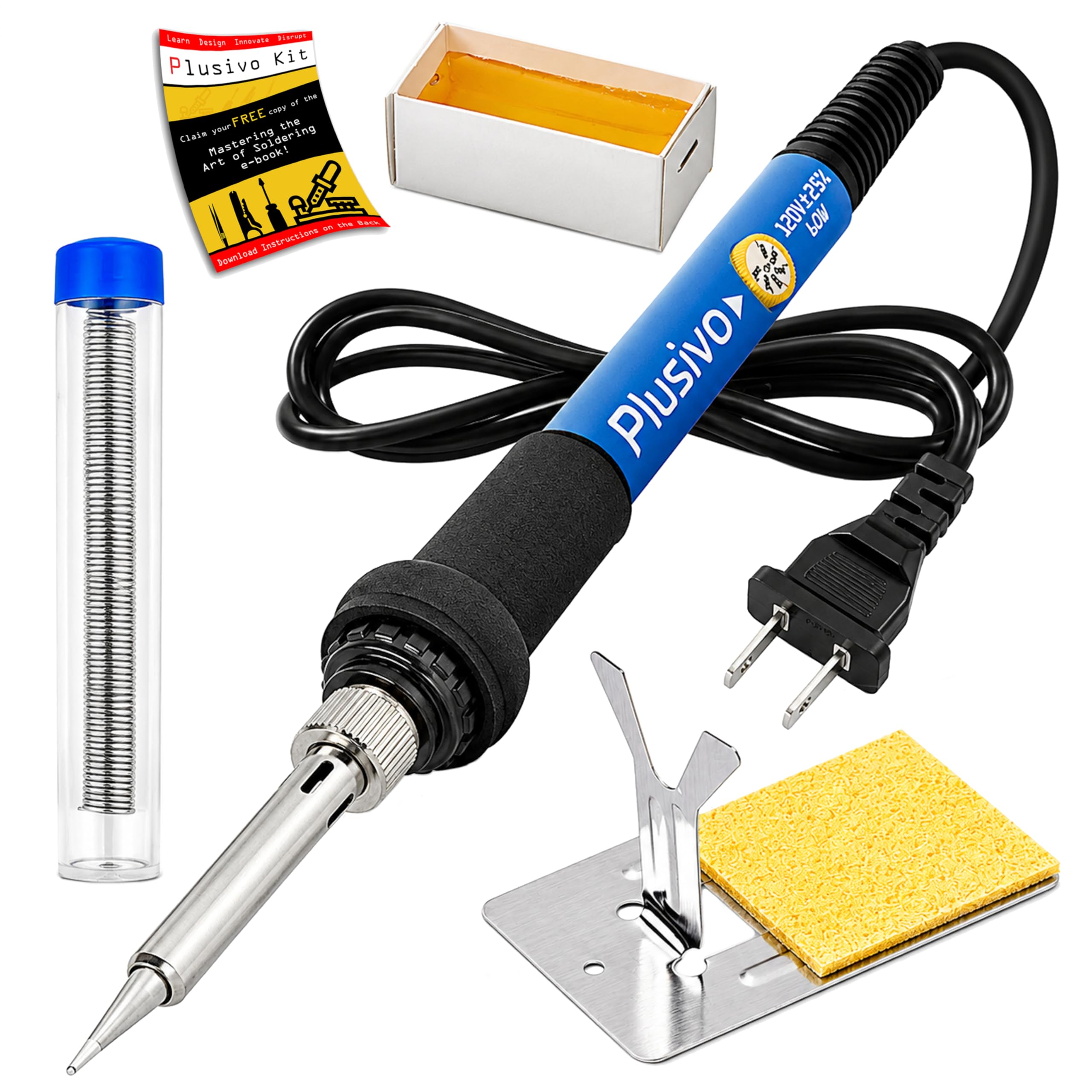 Soldering Iron Kit, 60W LED Display Digital Solder Pen, 5 Replaceable Tips, 21-in-1 Fast Heating with Solder Wire, Stand, Desoldering Pump, for Electronics Repair Hobby DIY 120V US Plug from Plusivo — Amazon image 10