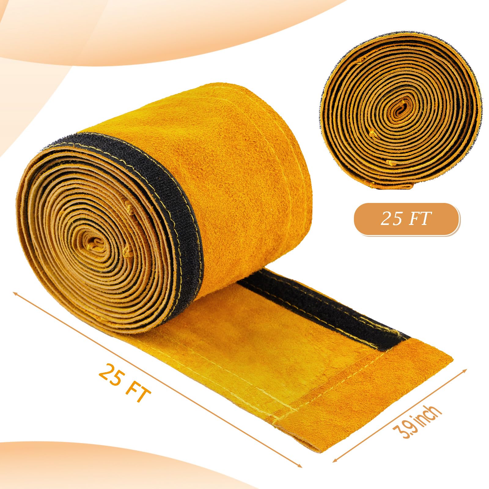 25ft TIG Welding Torch Cable Cover, Flame Retardant Cowhide Leather Cover For Welding Torch Cable Hose, Welding Sleeves, Plasma Cable Sleeves Tig Cover
