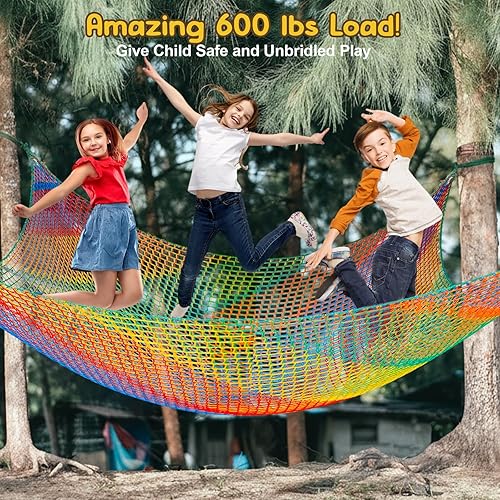 Miniatura 5 de Red de carga de escalada para niños  9.8 x 9.8 pies, red de seguridad para parque infantil, red de puente de cuerda de doble capa de poliéster para