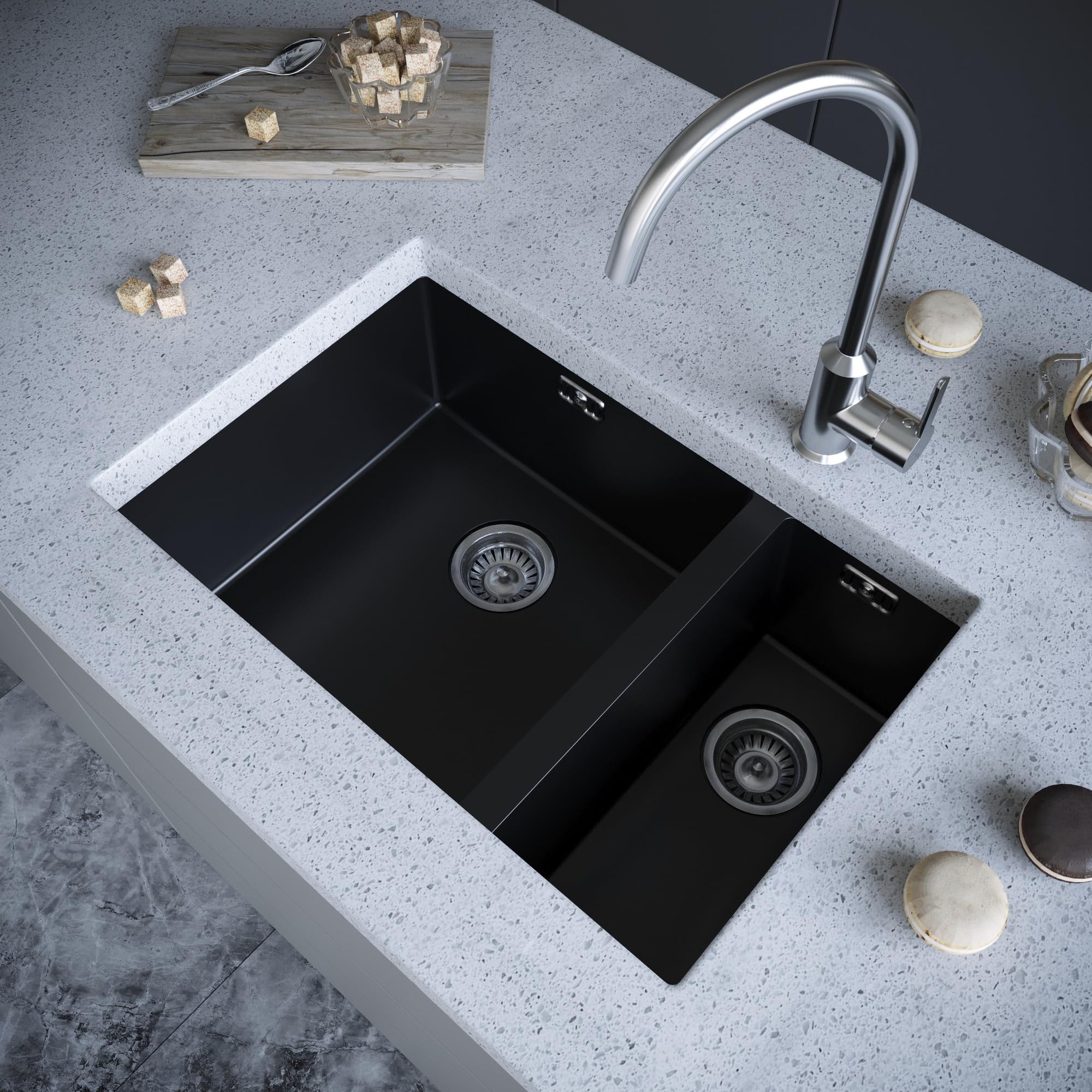 Liquida CM670MB 1.5 Bowl Comite Undermount/Inset Matt Black Kitchen Sink