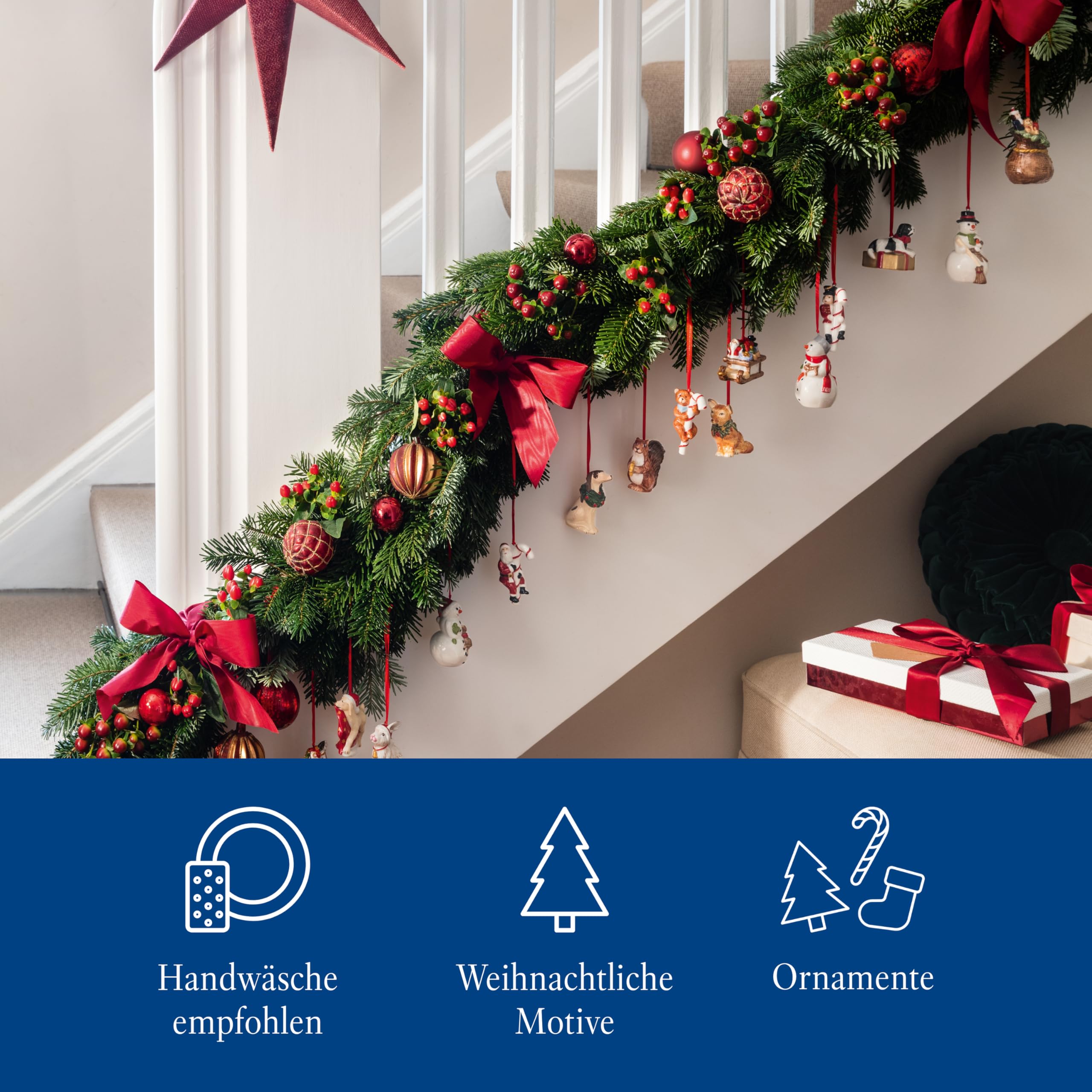 Villeroy & Boch Nostalgic Ornaments bonhommes de Neige, Ensemble de 3 pcs, 8 x 3,5 cm