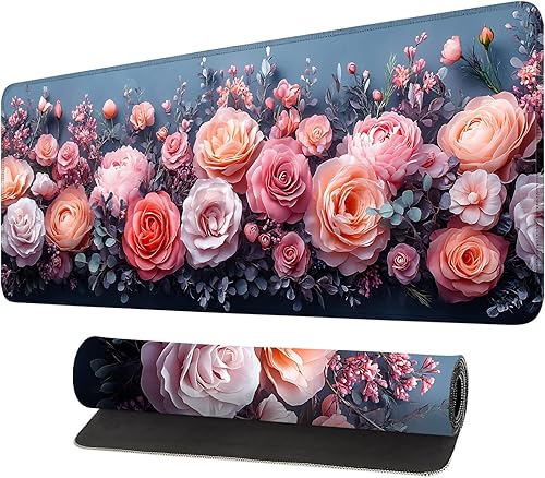 Miniatura 26 de Alfombrilla para mouse, grande antideslizante con bordes cosidos, tapete de escritorio para escritorio, laptop, computadora, teclado, protector de