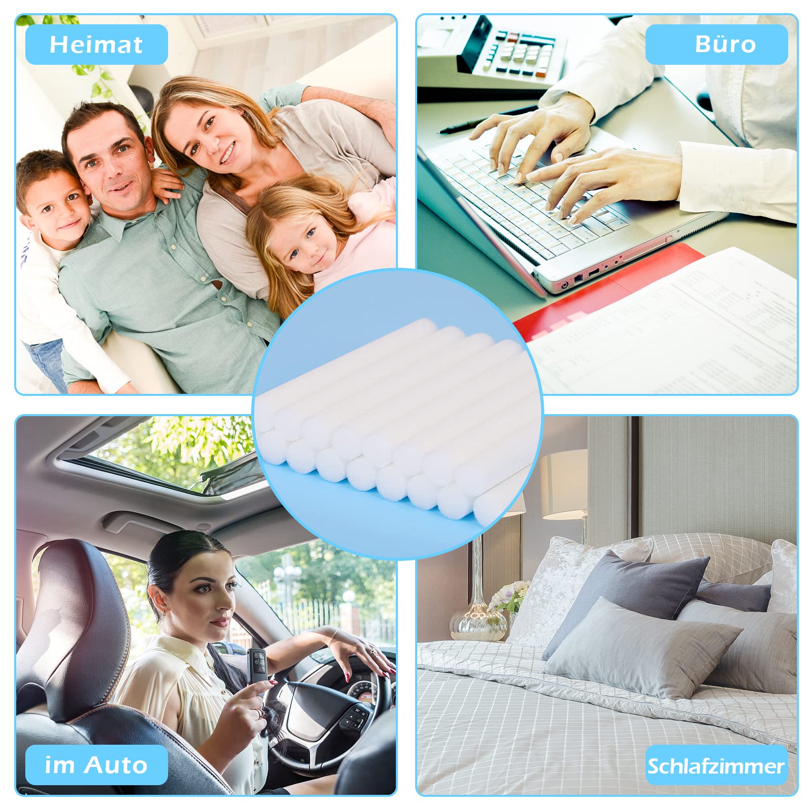 40 Bastoncini Di Ricarica Per Umidificatore USB - Cotone Assorbente, 13,5 Cm, Per Umidificatori Portatili