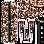 Resin Jelly Rhinestones for Crafting with B7000 Jewelry Glue, 1 Box Champagne Flatback Crystal with 3Pcs 10ml Glue, Bedazzling Non Hotfix Gems for DIY Tumblers Clothing Shoes Manicure