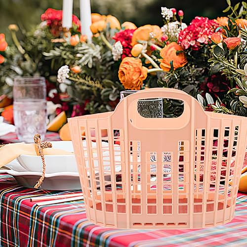 Miniatura 6 de Luxshiny Cesta de compras de plástico, 2 unidades, organizador de plástico, cestas de almacenamiento con asas, organizador de contenedores portátil