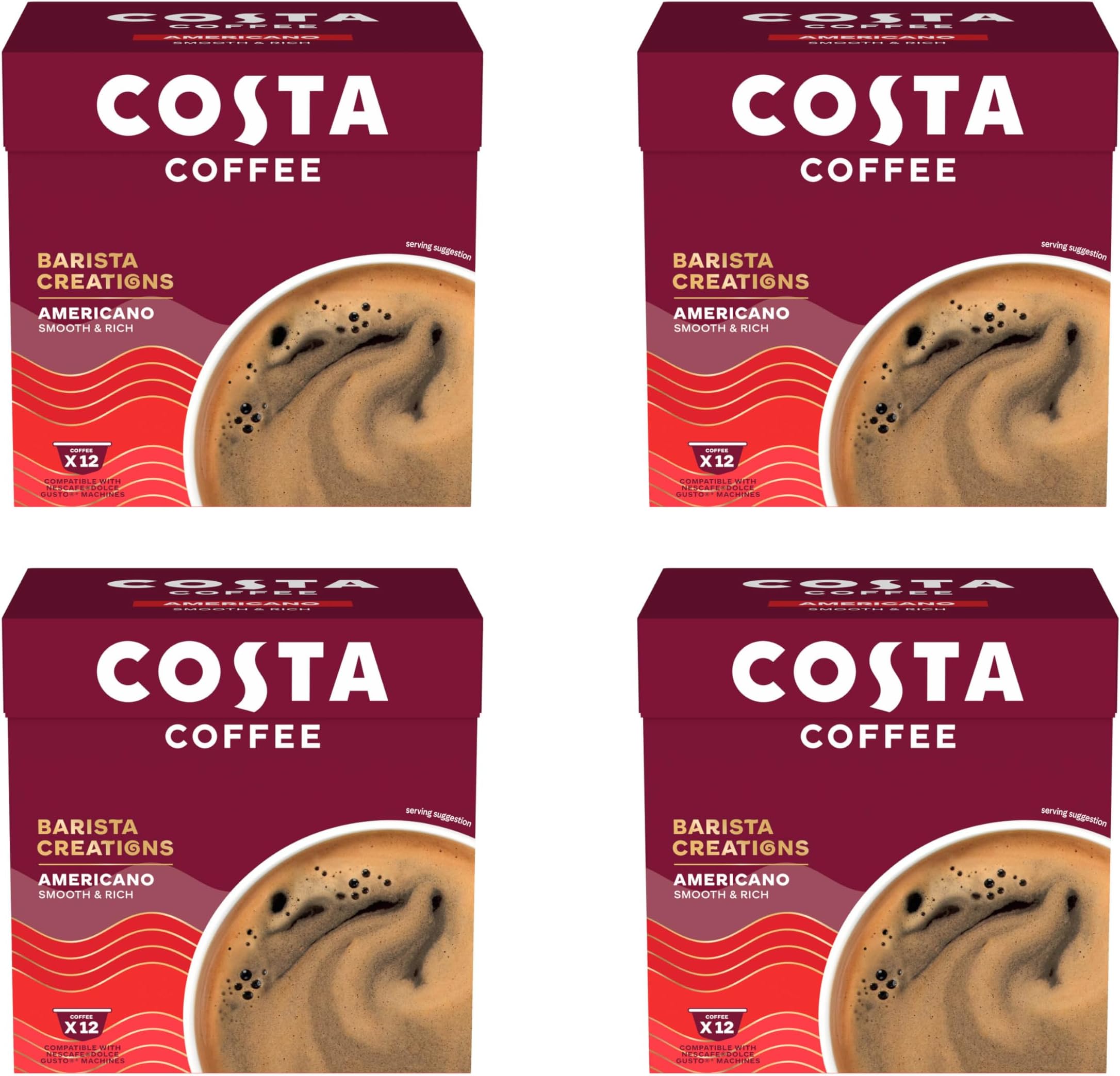 COSTA COFFEE AMERICANO PODS 4 PACKS (AMERICANO 12 CAPSULES)