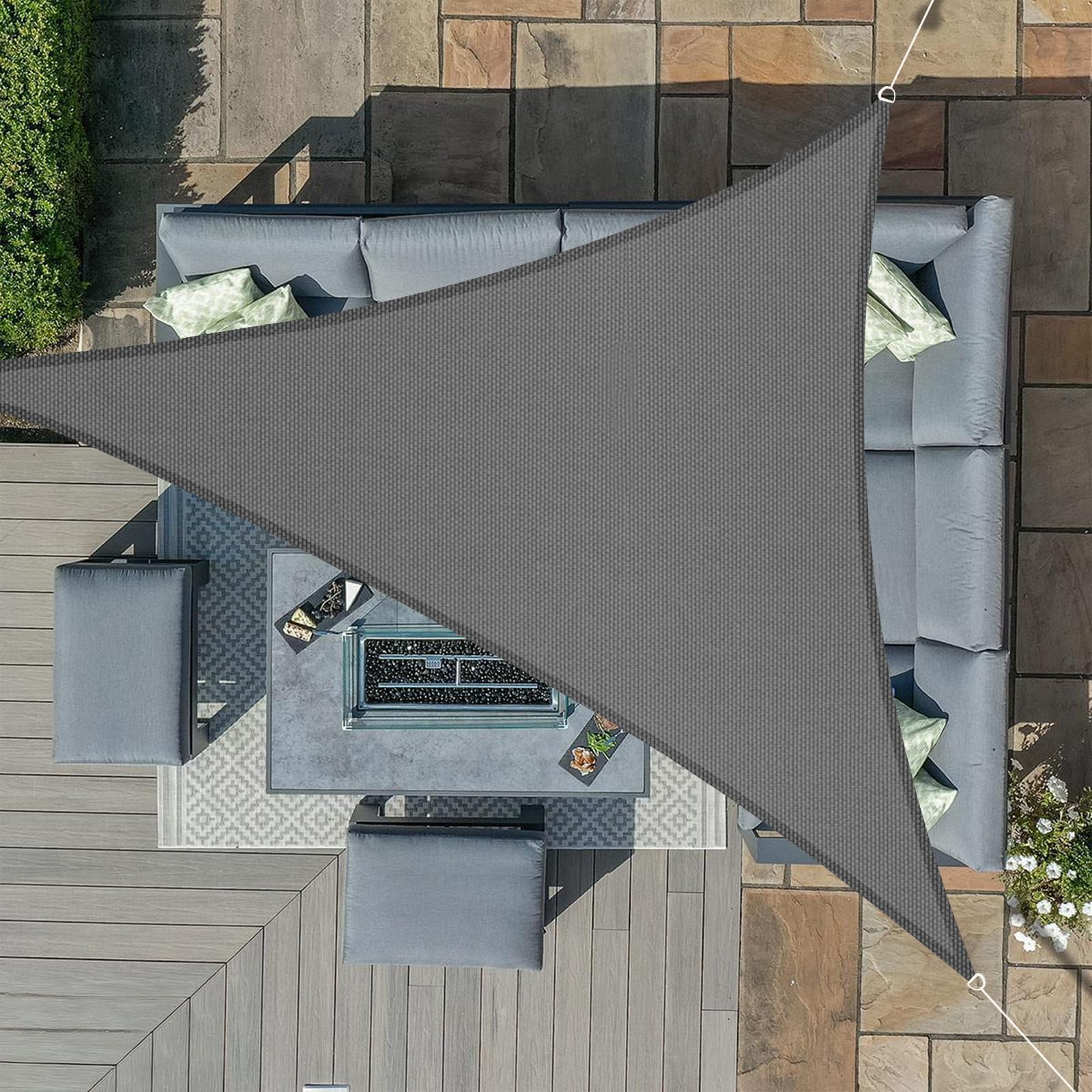 Sunnylaxx 5x5x5m Triangle Shade Sail, Anthracite Waterproof Sun Shades Outdoor Canopy 95% UV Block Water Resistant Sunshade for Patio, Garden, Backyard