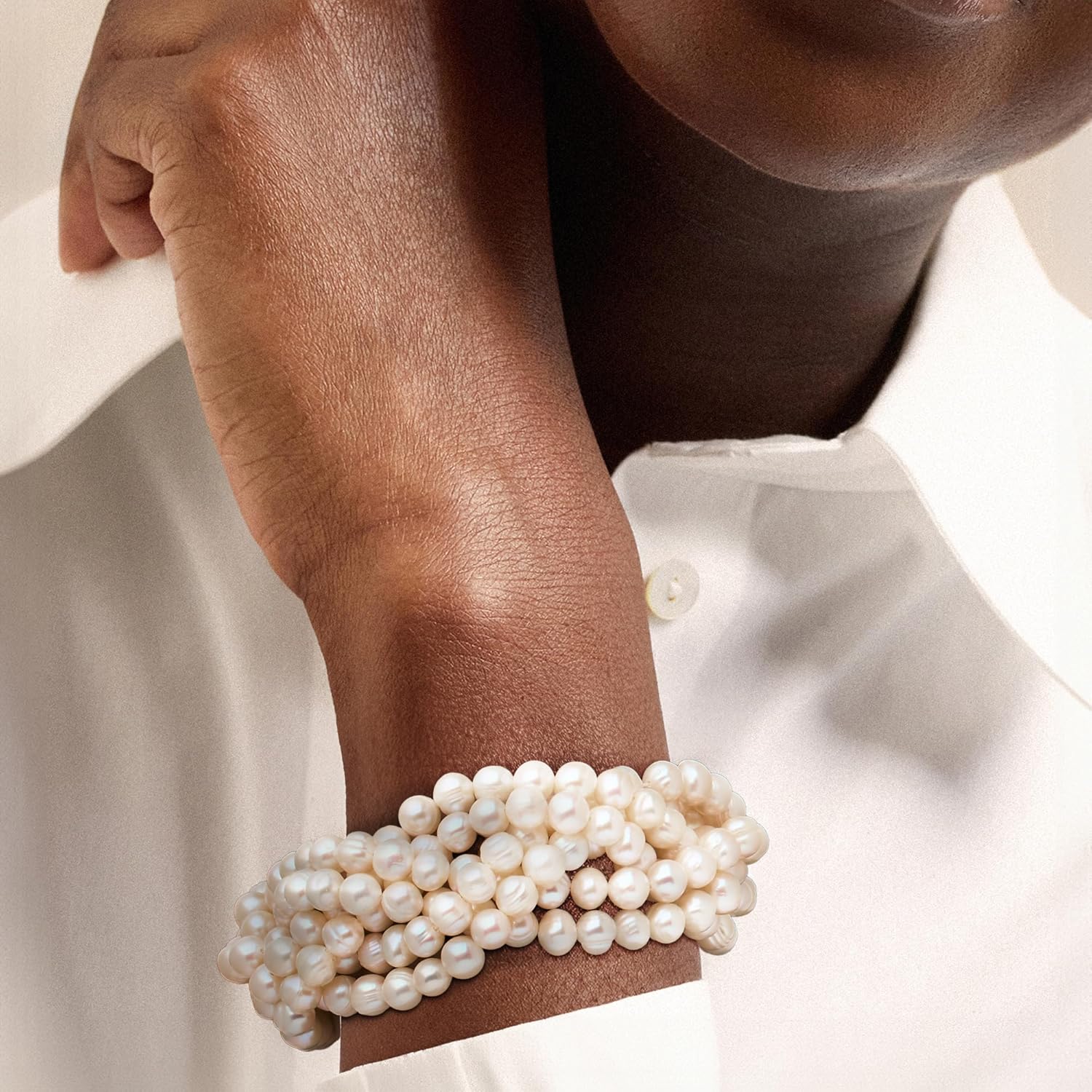 Ross-Simons 6-7mm Cultured Pearl Braided Stretch Bracelet