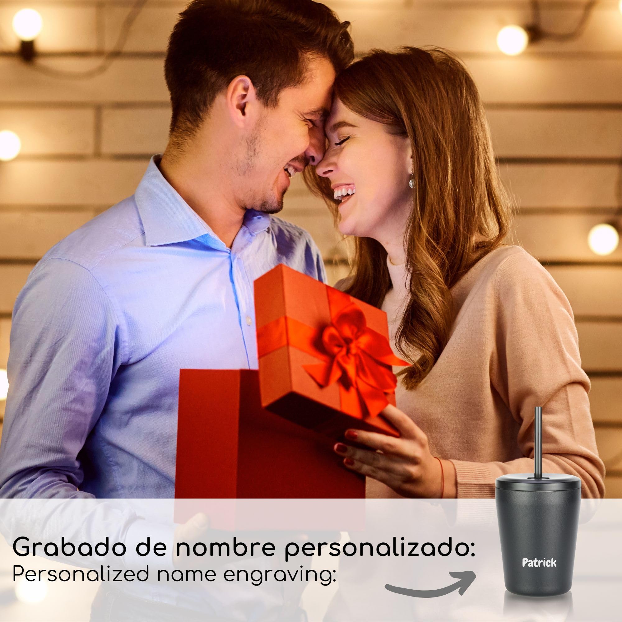 Milu Termo Cafe 300ml, 400ml, 500ml - Vaso Termico Antigoteo, Taza Termica acero inox sin BPA, Vaso Insulated Mug para llevar (Grabado, 500ml)