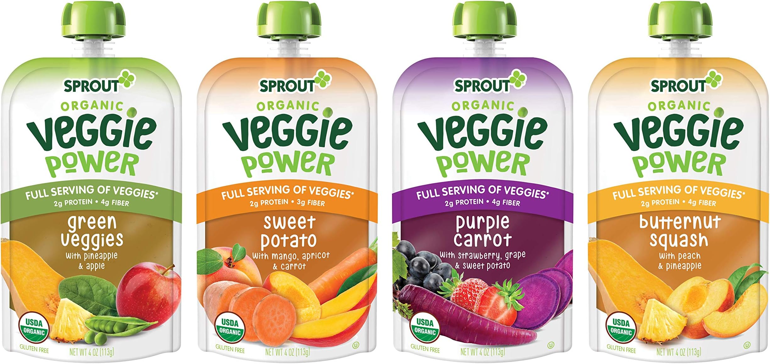 Sprout Organic Stage 4 Toddler Food Pouches - 12 Pack Variety With Fruits & Veggies