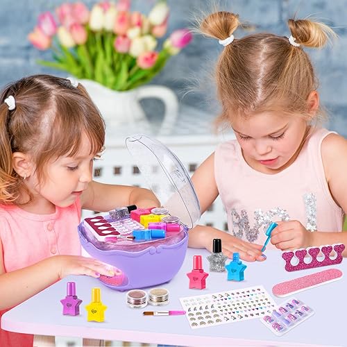 Miniatura 6 de Shemira Kit de esmalte de uñas para niñas de 7 a 12 años, juguete de arte de uñas para niñas de 5, 6, 7, 8, 9, 10, 11, 12 años, estudio de arte de