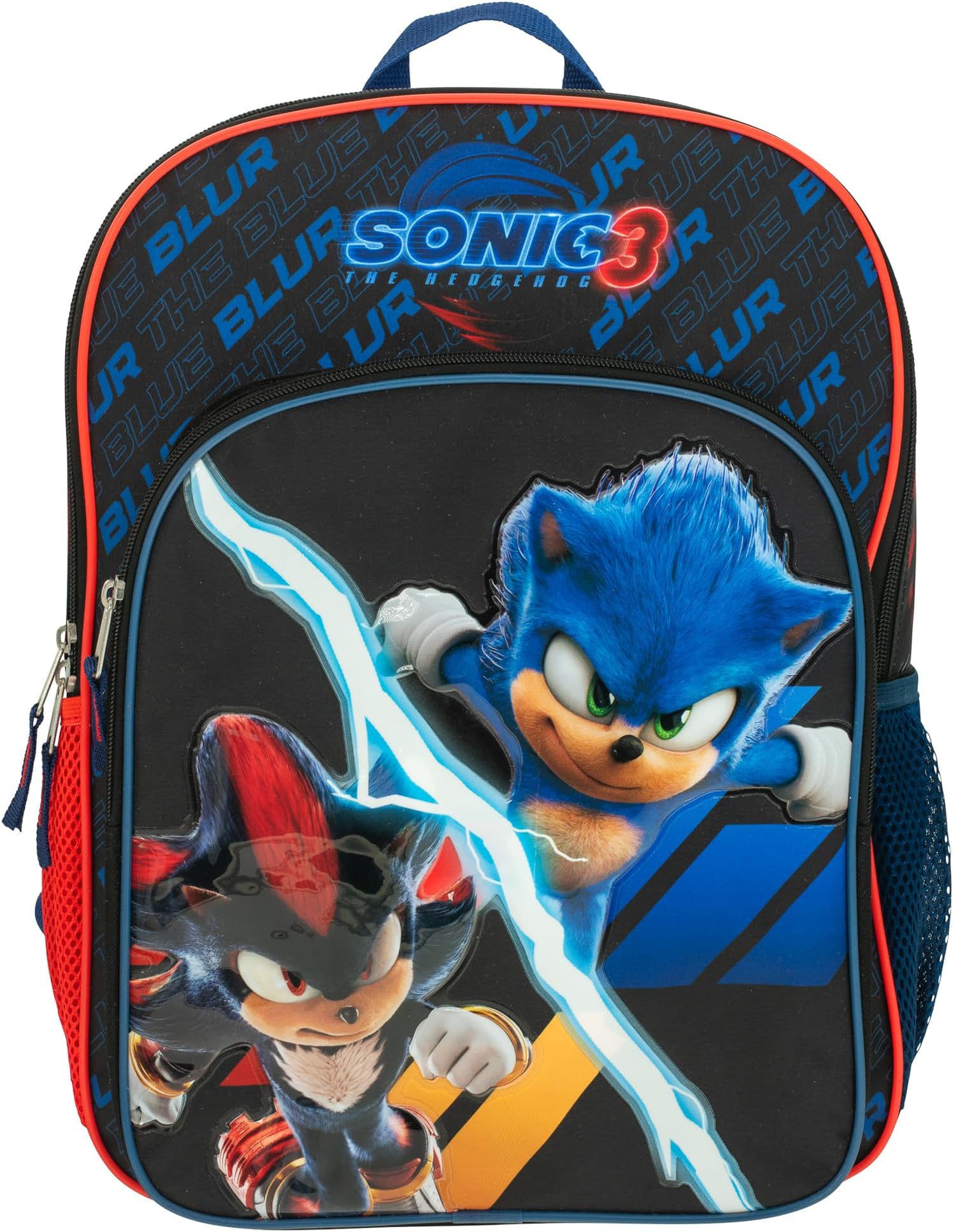 Sonic The Hedgehog 3 Movie Backpack for Boys & Girls, Bookbag featuring Sonic & Shadow, Schoolbag with Adjustable Shoulder Straps & Padded Back,16 Inch