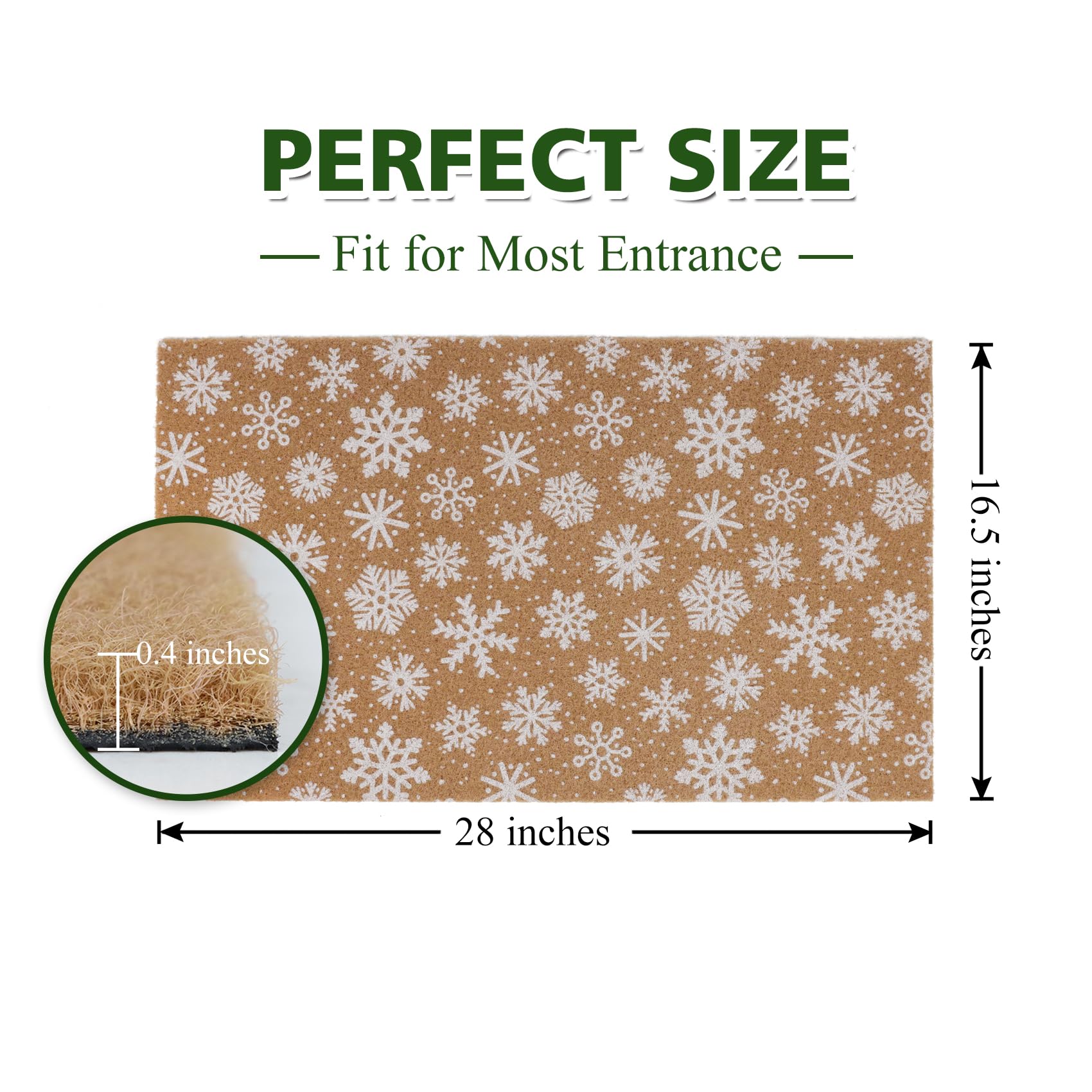 duduta White Snowflakes Christmas Door Mat 16.5