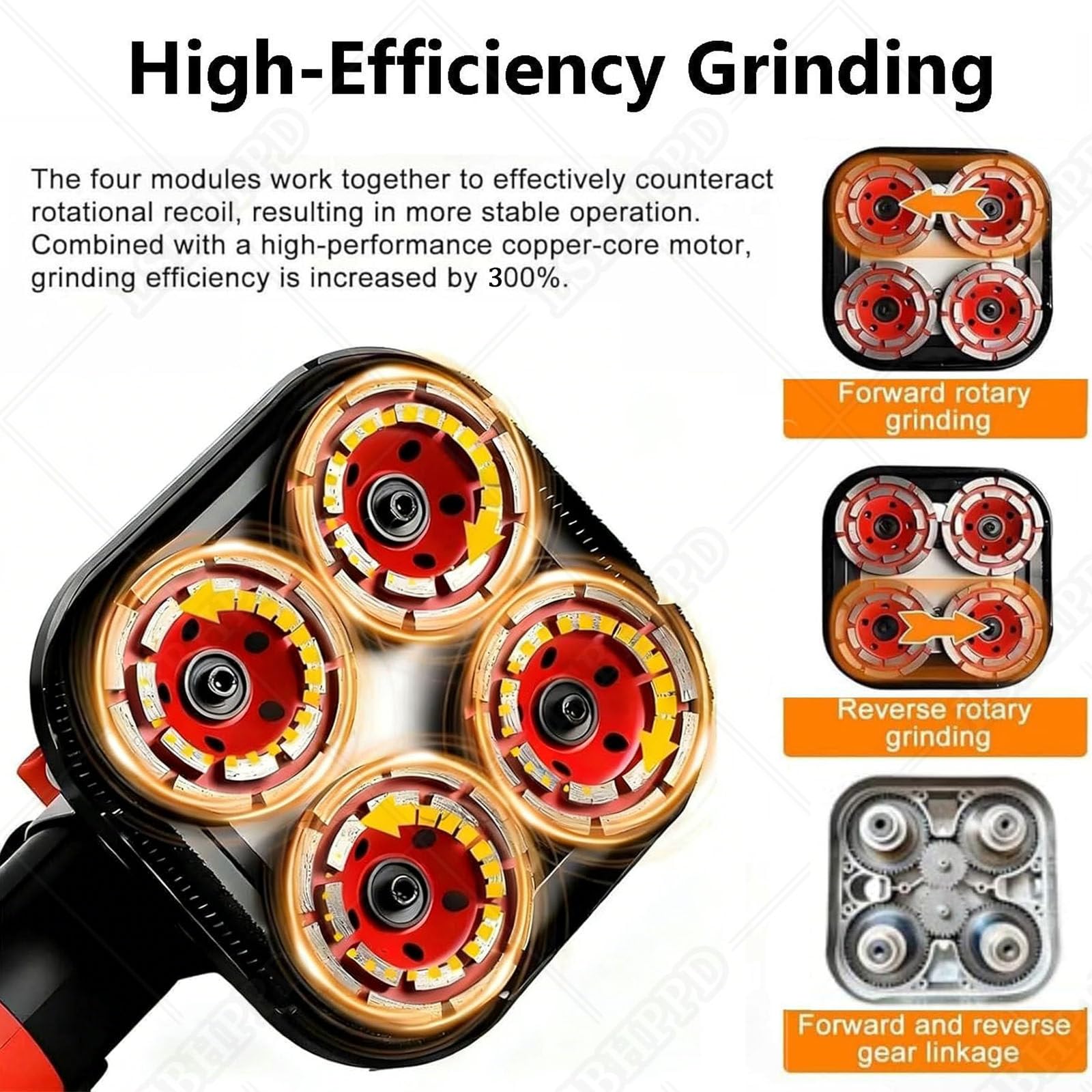 Pulidora de suelo de pared con luz LED, máquina pulidora eléctrica de diamante de 3600 W, control de 6 velocidades, mango ergonómico para pulido de piedra