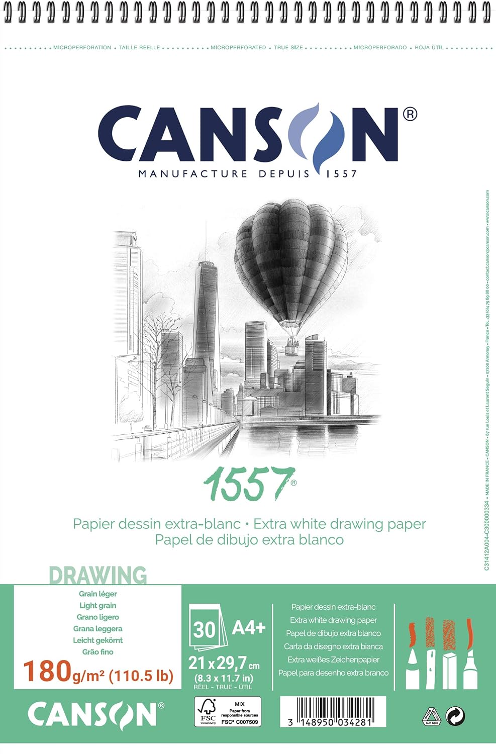 Canson Spiral Album 29.7x42 30H JA 1557 Fine 180g, White