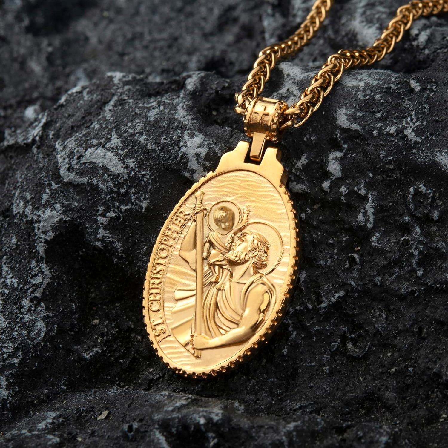 St Christopher/George/Michael/Jusus/Mary Necklace for Men Stainless Steel Patron Saints Medallion Jewelry