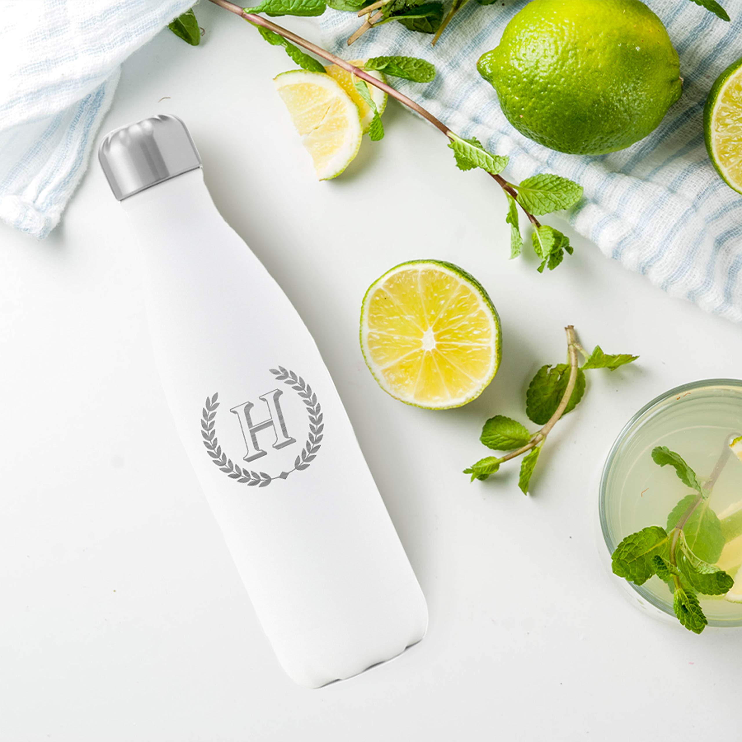 Sofia's Findings Personalized | Custom Engraved Water Bottle | Groomsmen Gift | Double Wall Stainless Steel Vacuum Insulated Water Bottle | Keeps Your Drink Hot & Cold | 17 Oz (500 ml) (White)