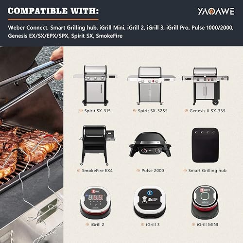 Miniatura 4 de Paquete de 2 sondas de carne iGrill y 4 ojales de sonda de temperatura para parrillas de barbacoa, repuesto para parrillas de pellets Weber Gas y