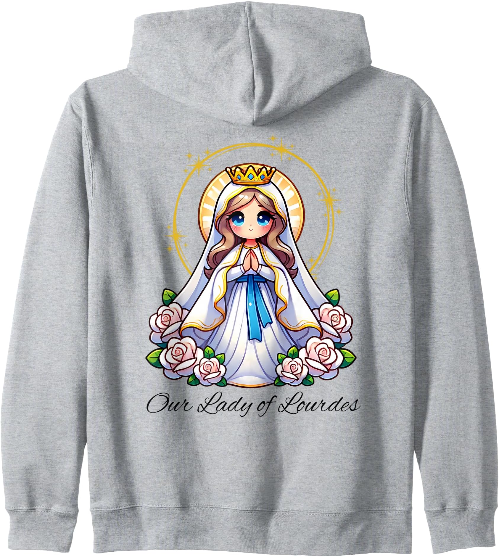 Our Lady of Lourdes Mary Prayer Cute Women Catholic Girl Kids Zip Hoodie