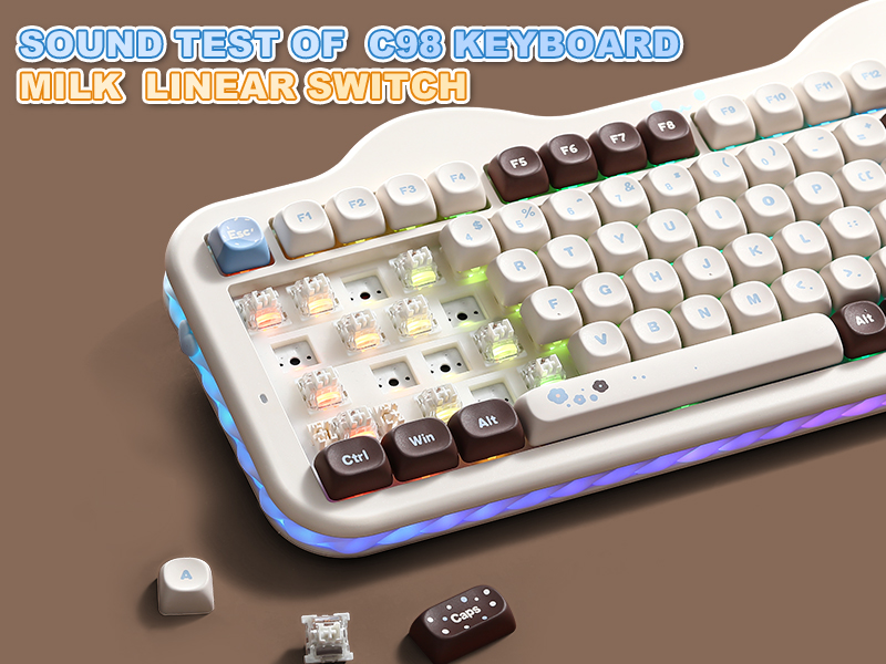Amazon.com: YUNZII C98 Cute Cake Wireless Mechanical Keyboard