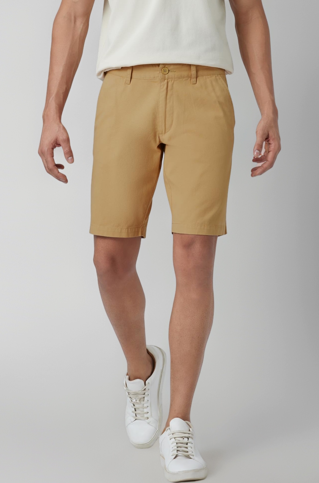 - Men's Element Chino Shorts | Solid Straight Fit | 100% Cotton with Dual Pockets & Plus Sizes