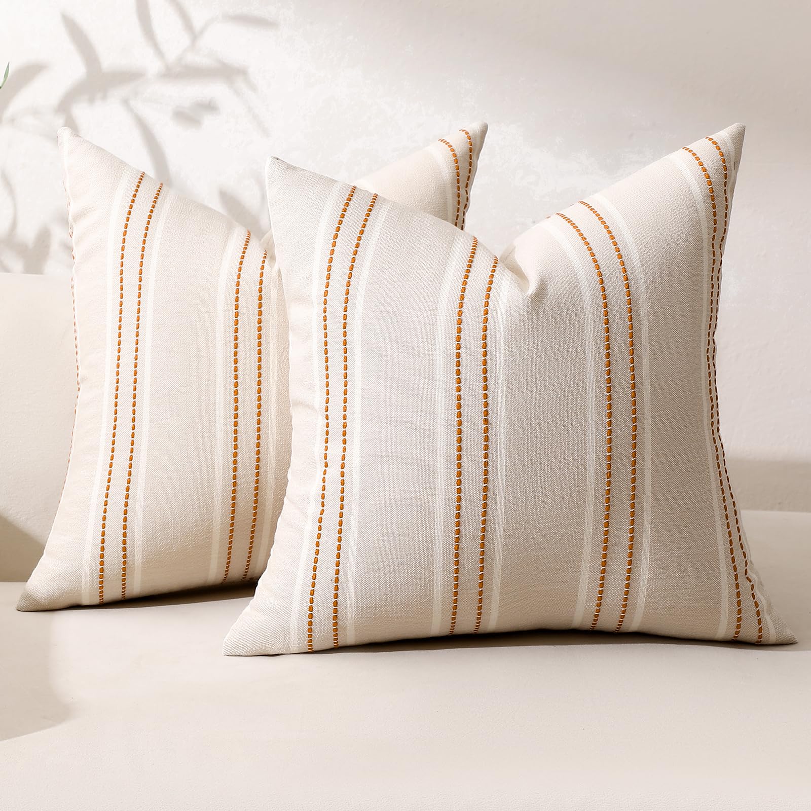 Hckot Fall Rust Terracotta Throw Pillow Covers 22x22 Stripe Pillow Covers