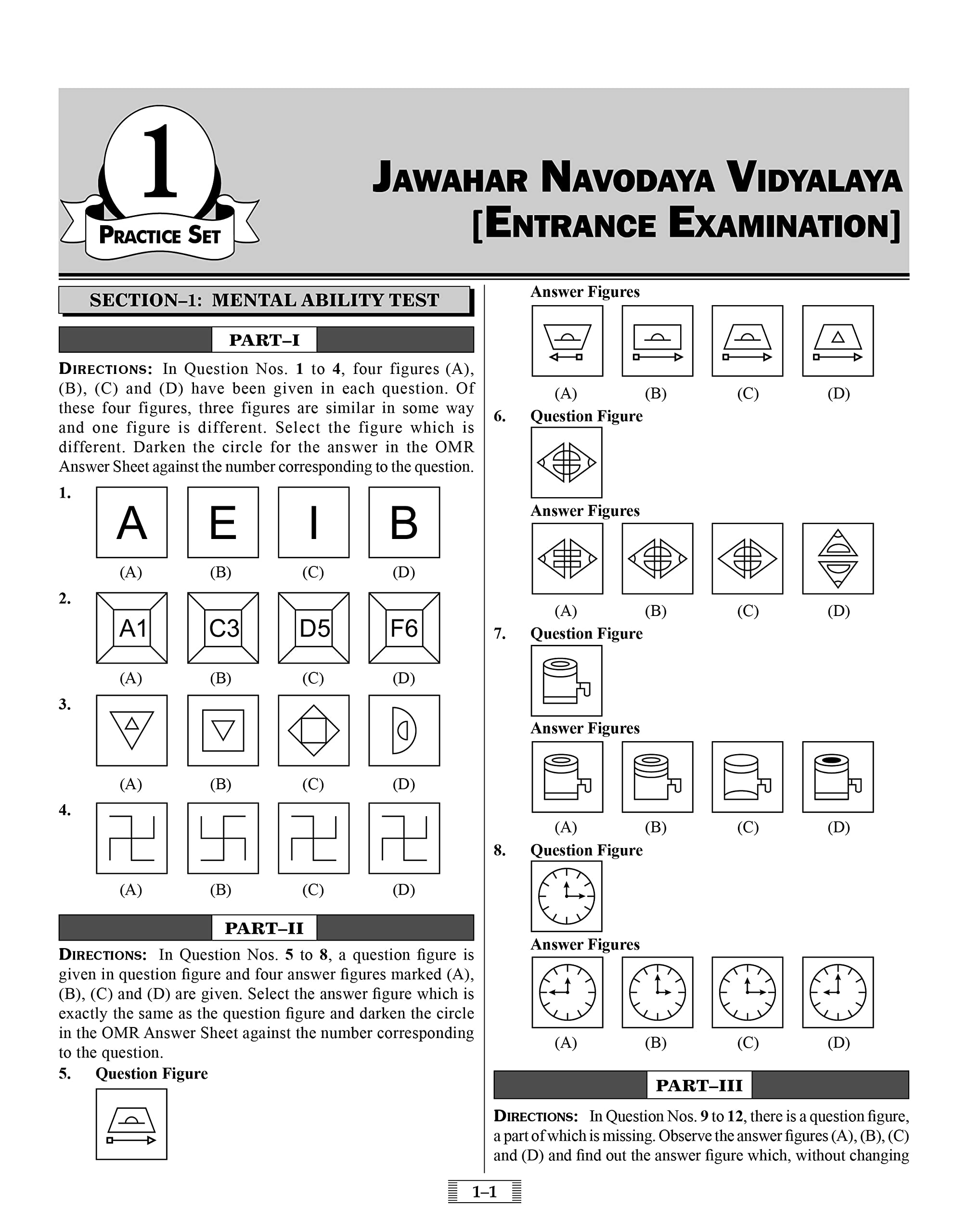 Jawahar Navodaya Vidyalaya (JNV) 25 Practice Set book with 5 Solved Paper Entrance Exam 2023 for Class 6 (English Medium) 3