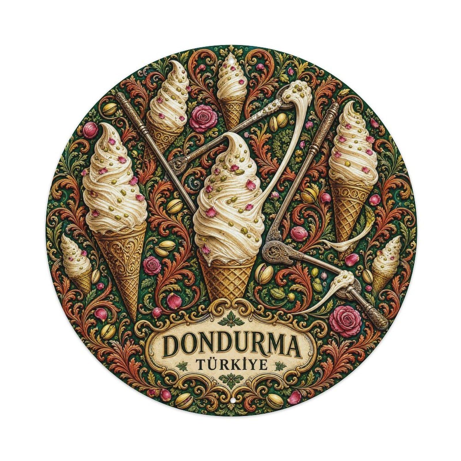 Emerald Green Turkish Ice Cream Floral Arabesque Metal Tin Sign