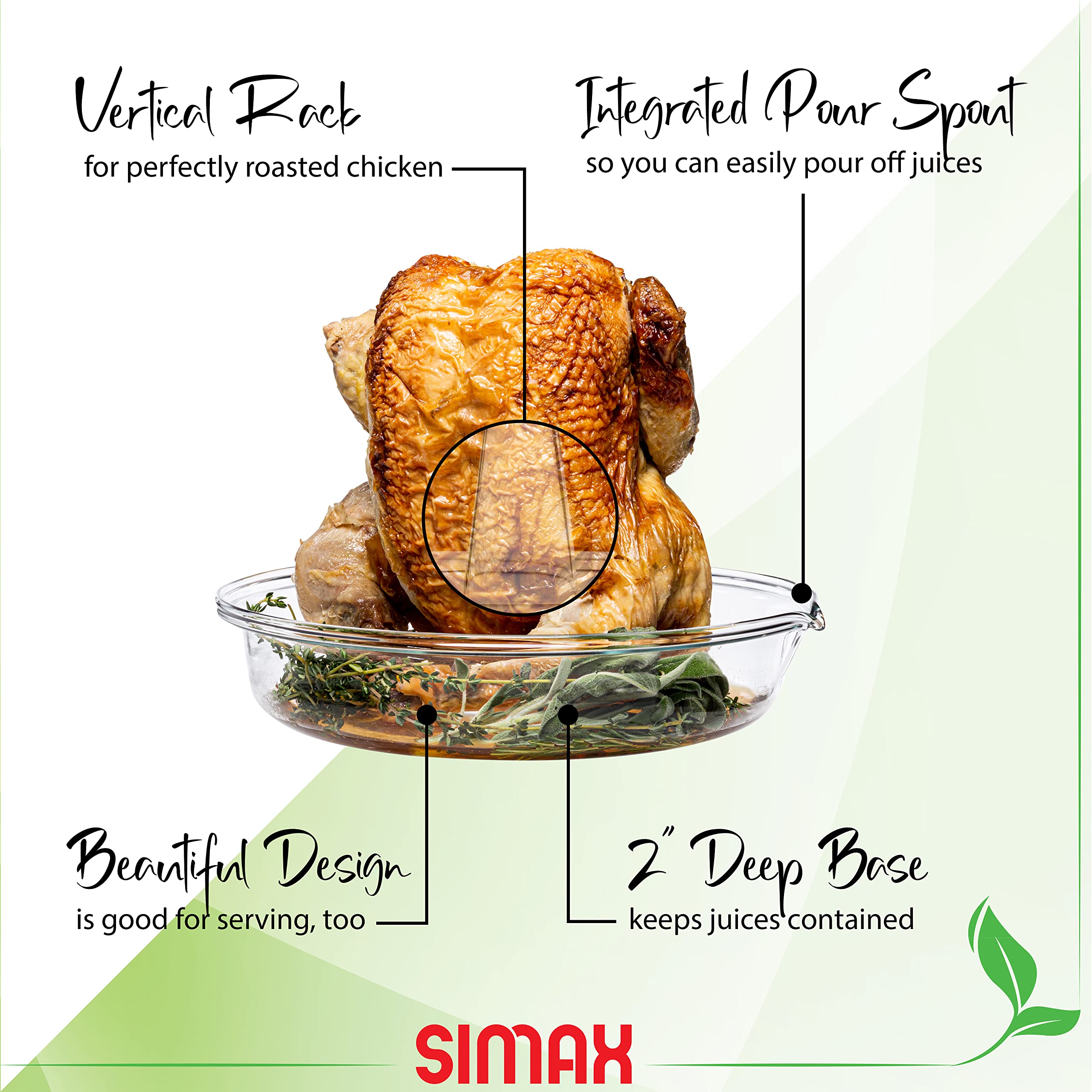 Simax Glassware Vertical Chicken Roaster for Chicken Borosilicate Glass Mini Turkey Holder & Vertical Turkey Roaster Roasted Chicken Rack Poultry Rack Chicken Holders for Roasted Chicken Prop product thumbnail 4
