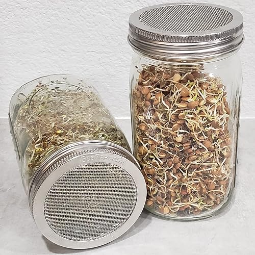 Miniatura 6 de Paquete de 6 tapas de germinación de acero inoxidable 316 para frascos de boca ancha tapas de colador a prueba de óxido sin BPA paquete de 6