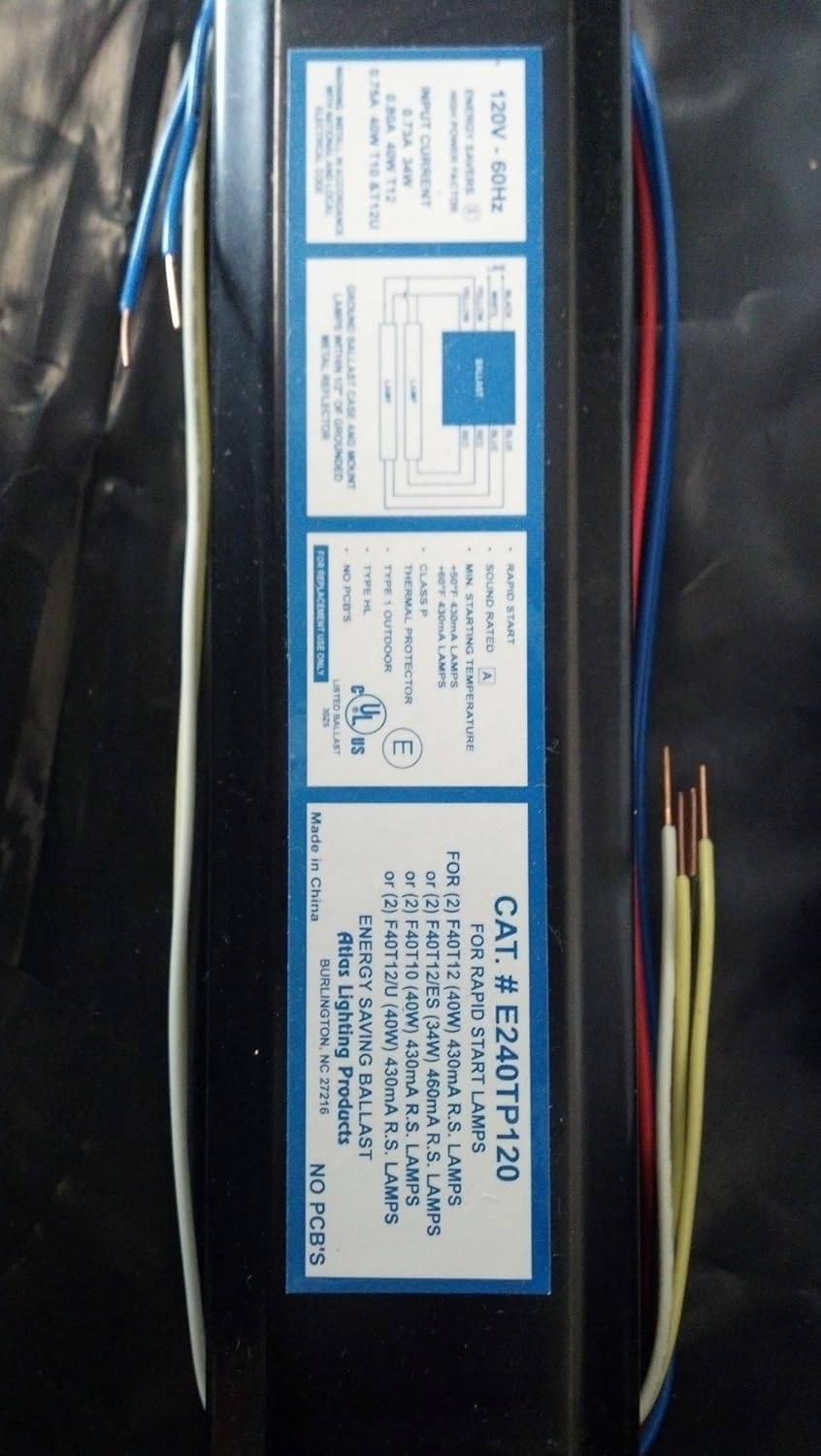 120 V Florescent light Ballast number E240TP120 Plant