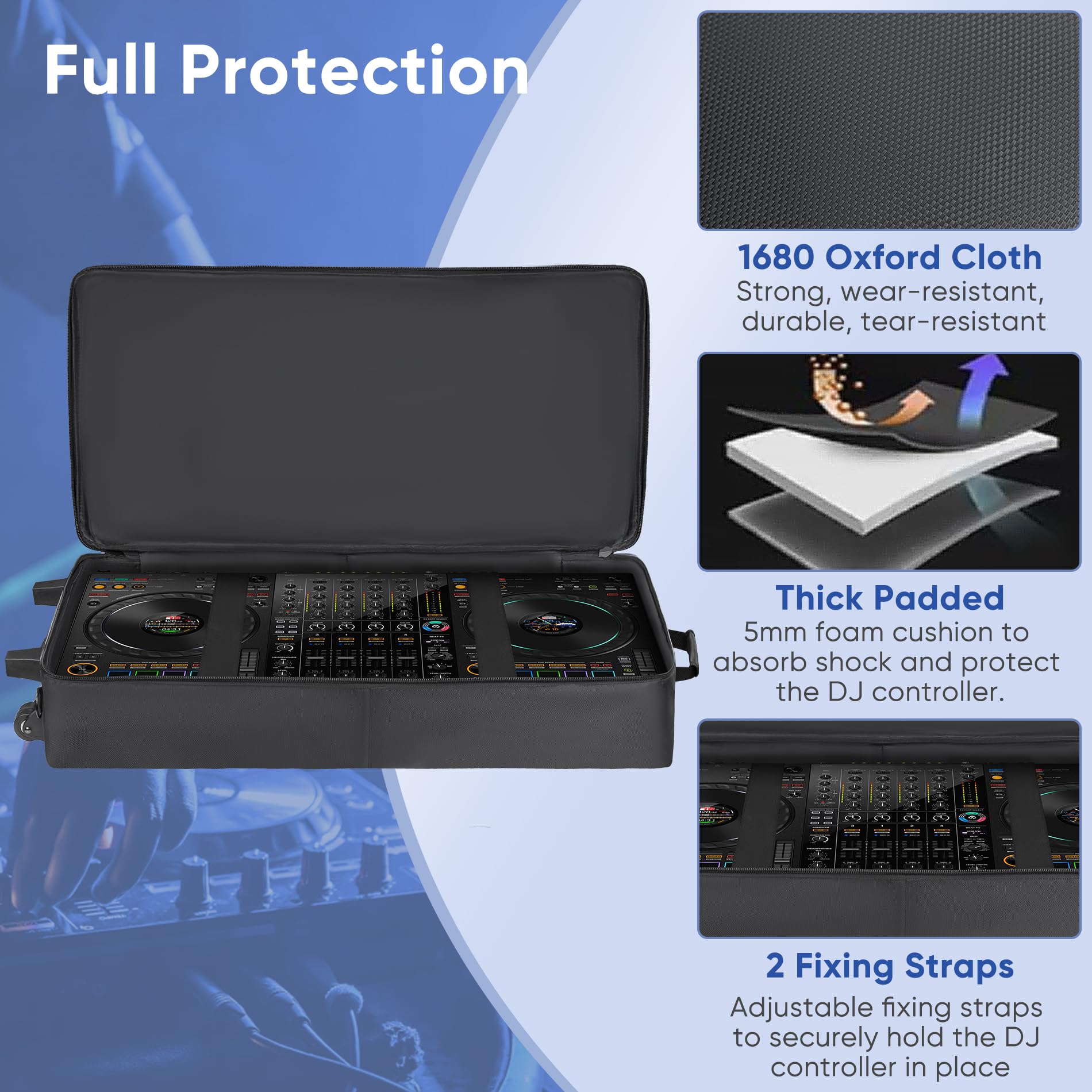 DJ Controller Soft Case with Wheels Compatible with DDJ 800 - Dettaglio