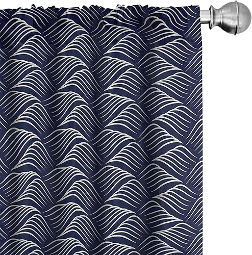 Miniatura 54 de Ambesonne - Cortinas retro para ventana, estilo de los años sesenta y setenta, diseño simétrico repetido de forma redonda geométrica, juego de 2