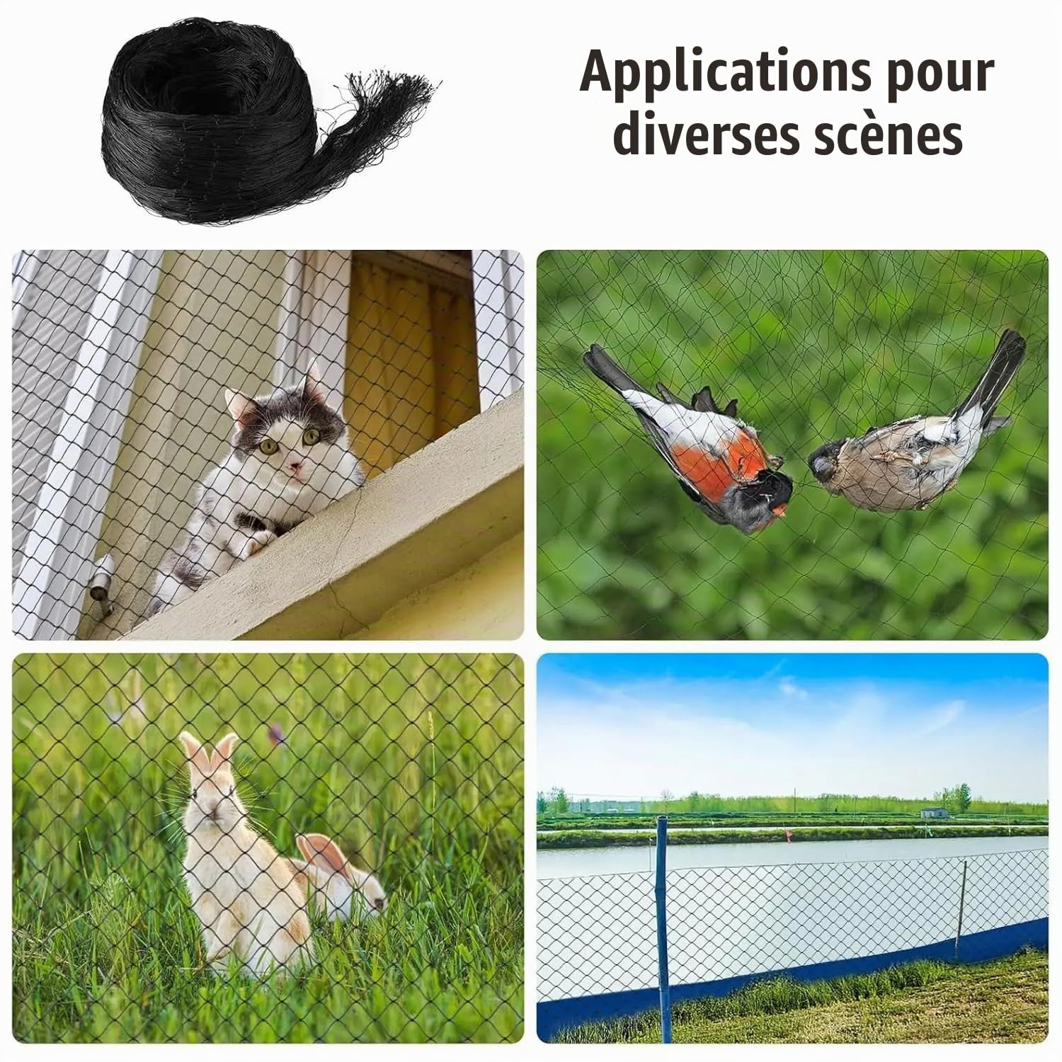 Filet Chat Balcon,Filet De Protection Chat 3x6m,Solide Et Durable,Résistant Aux Morsures Et Aux Déchirures,Résistant Aux Rayons Uv Et à Tous Les Types De Météo,Adapté Aux Balcons,Terrasses Et Fenêtres