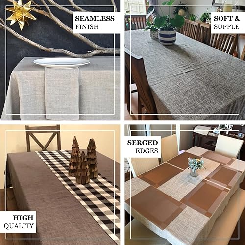 Miniatura 4 de Efavormart - Mantel rectangular de lino sintético de primera calidad de 60 x 126 pulgadas, color gris topo, mantel sin arrugas